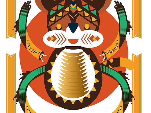 扁平图腾风格插画