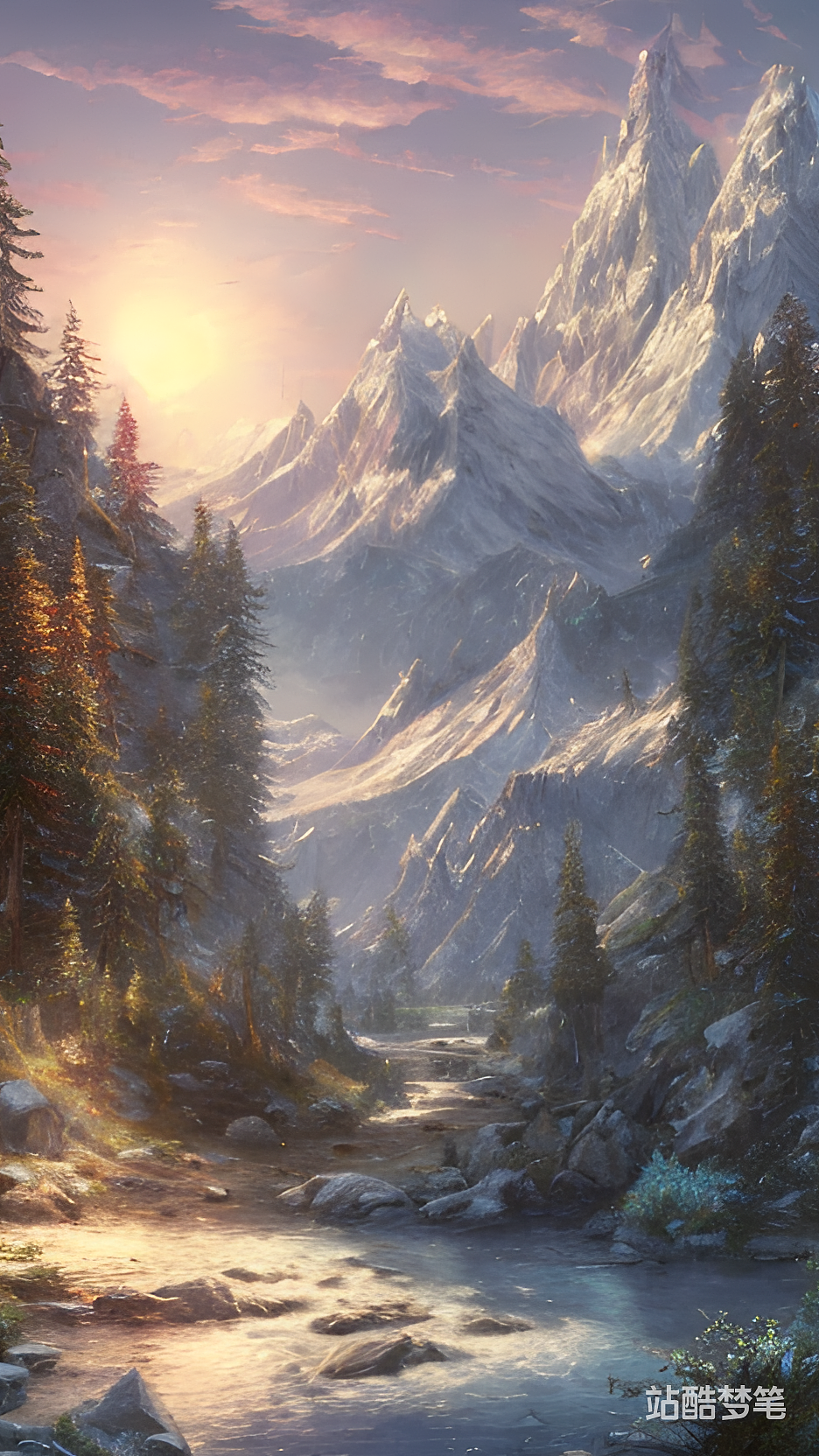 #站酷梦笔#skyrim mountains art by thomas kinkade