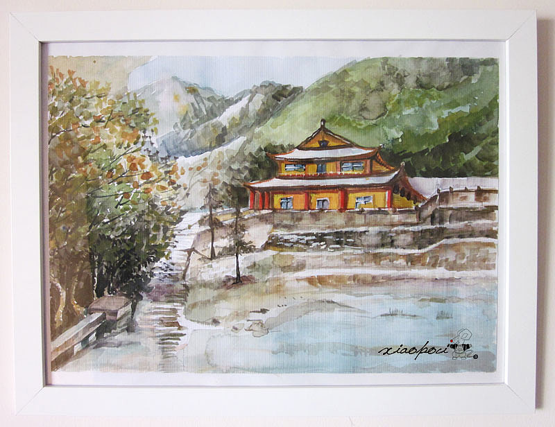 水彩画-山庙（图ZOTI1NzUxNg==） - 绘画 - 站酷设计师小破刺的异地图原创素材 - 站酷ZCOOL