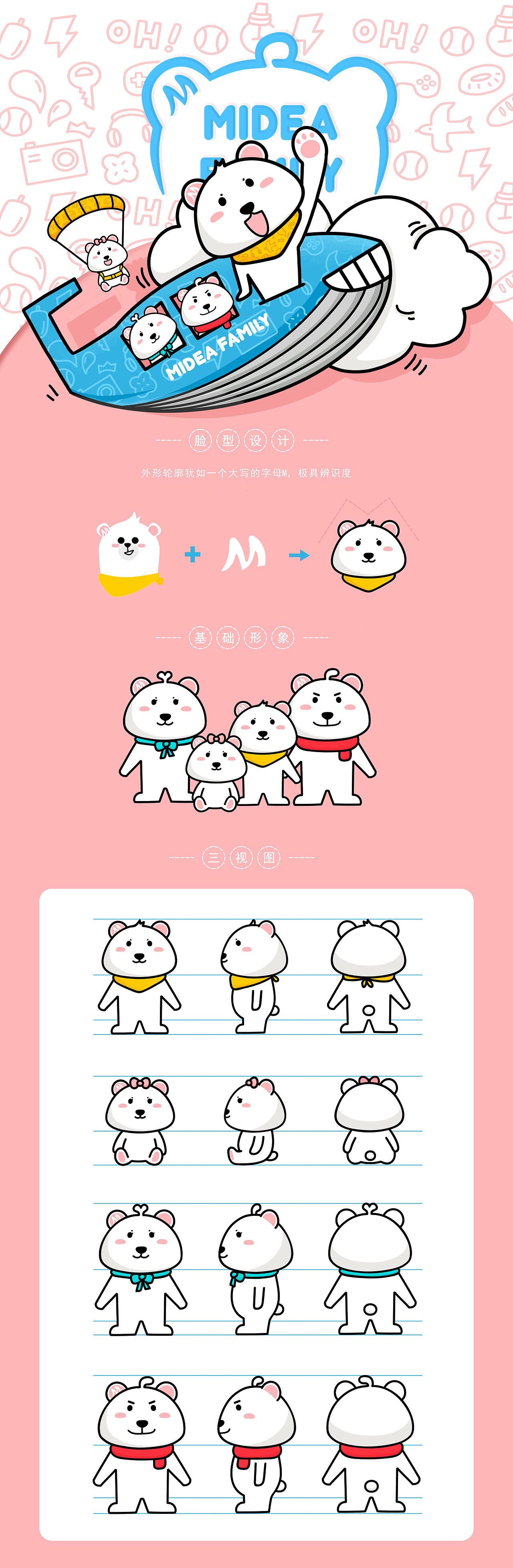 Midea Family 熊小美一家 Q版形象设计