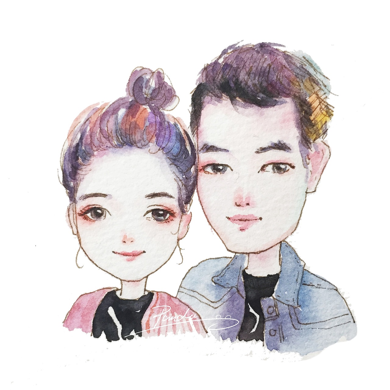 水彩人物卡通头像插画