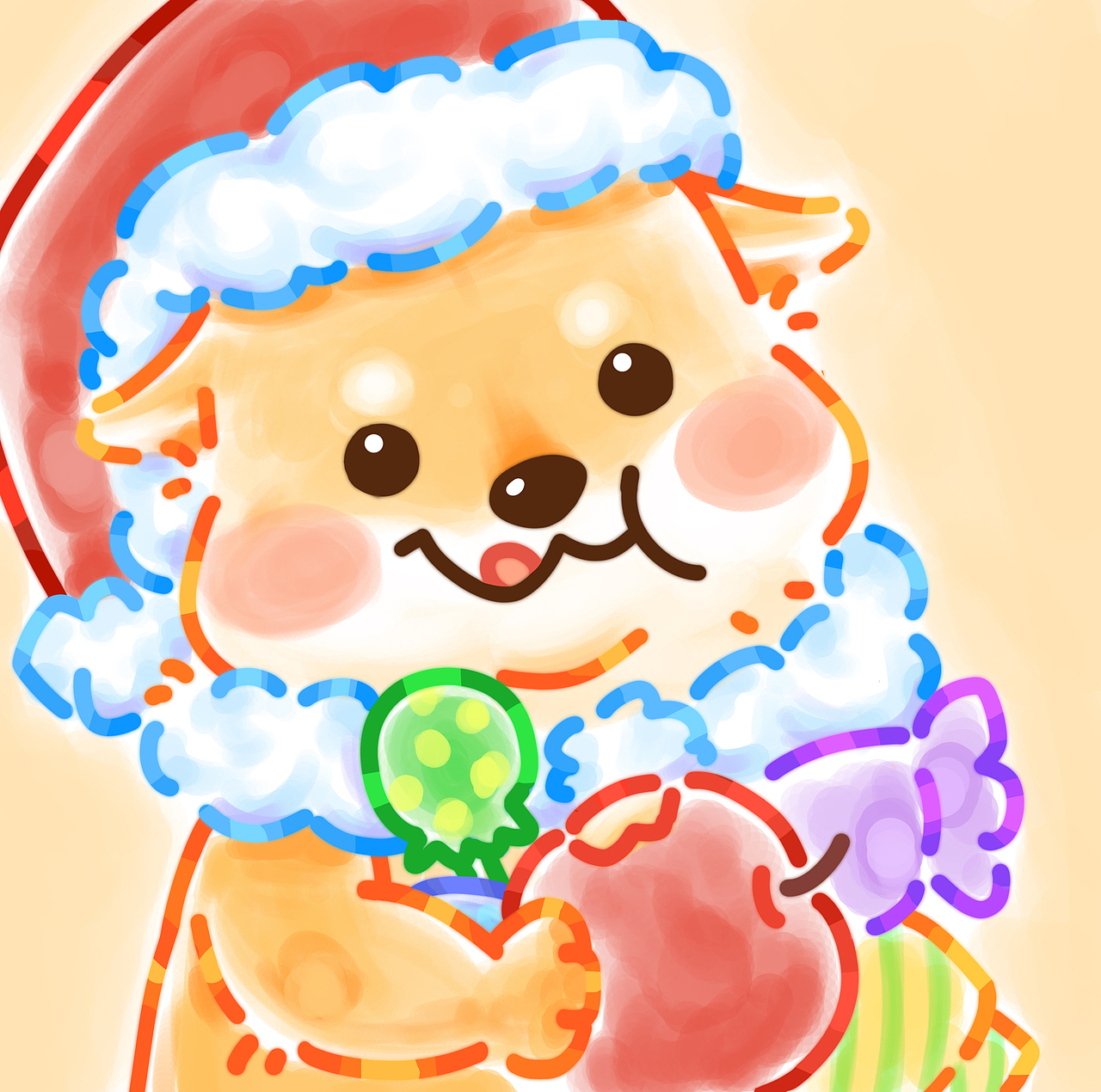 插画头像 | 柴犬圣诞头像