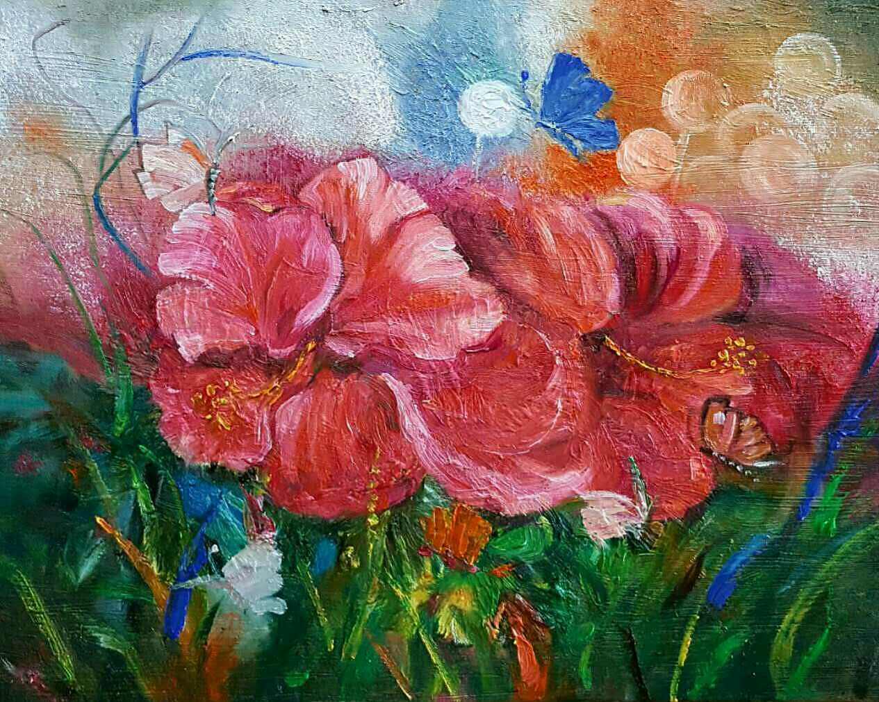 油画《蝶恋花》作者:果酱女王-俞果