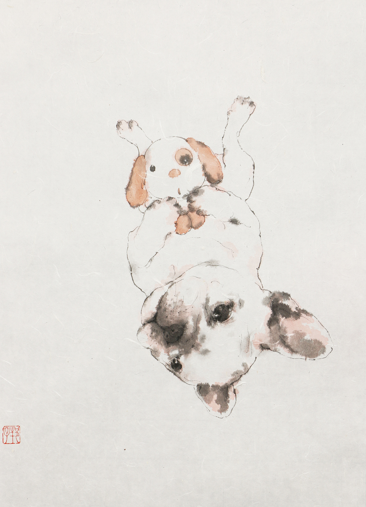 刘和平日记:创作一组狗狗头像小品，国画动物写意，刘和平作_兴艺堂