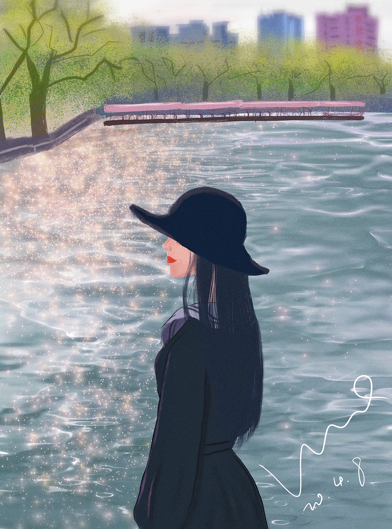 湖面人物（图ZMjA0NjA2MjY4） - 创作习作 - 站酷设计师依寒云原创素材 - 站酷ZCOOL
