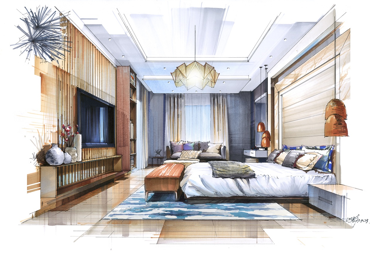 家居空间手绘作品-孙大野|空间|家装设计|大野手绘艺术 - 原创作品 - 