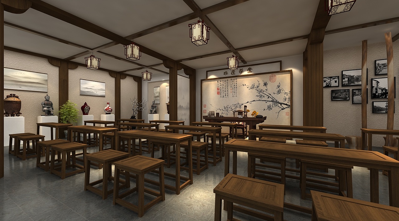 非遗学堂文化馆设计3d效果图|三维|场景|3d设计师ng男 - 原创作品