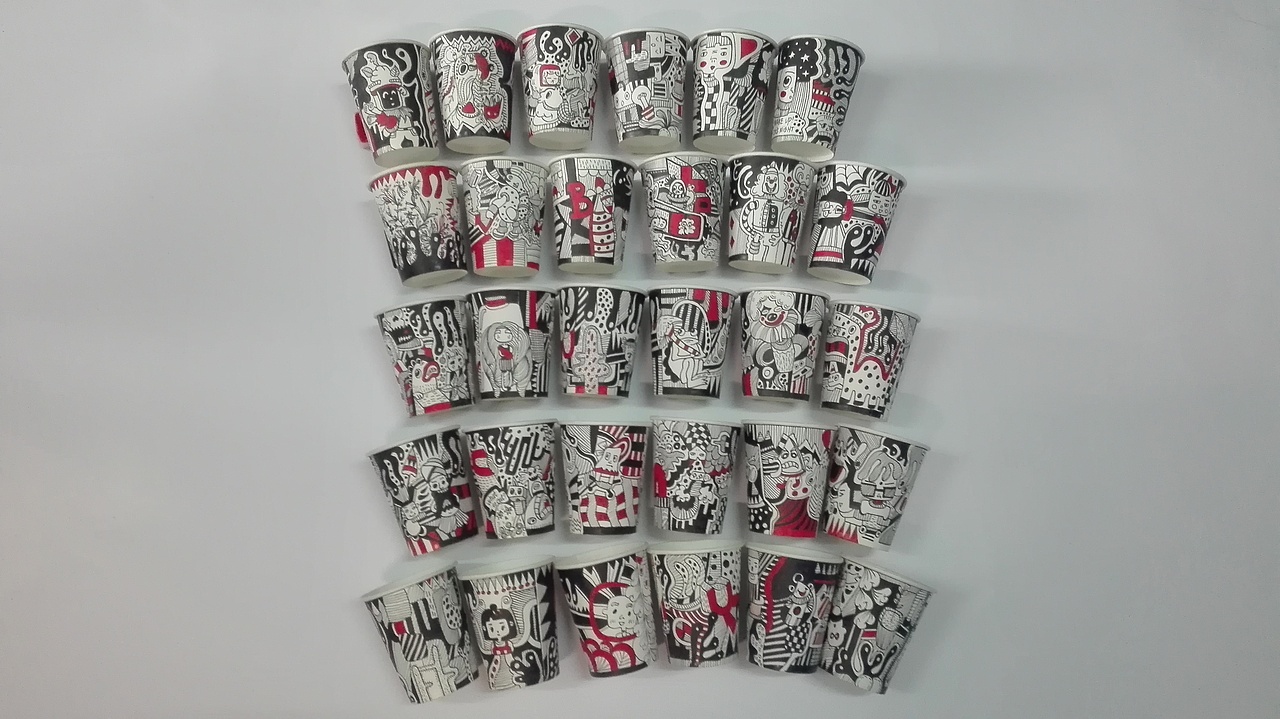 《纸杯涂鸦》（图ZMTIxNDg0MDE2） - 新锐潮流插画 - 站酷设计师猪头不是猪YY原创素材 - 站酷ZCOOL