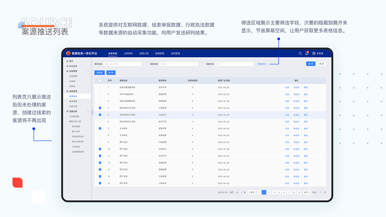B端/后台管理系统/智慧检务一体化
