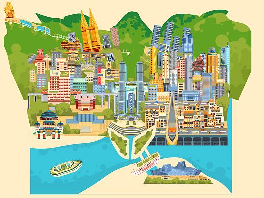 一城一盒立体书设计