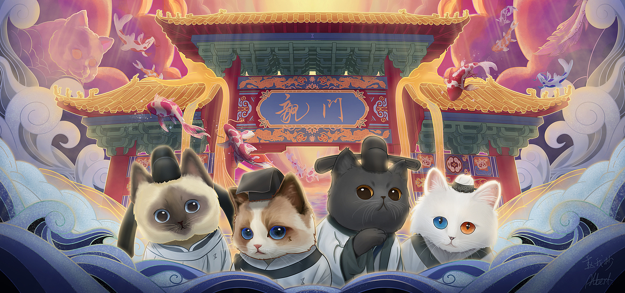 猫展比赛海报 ——“寻找锦鲤”（图ZMjM2MzM5MzQ4） - 商业插画 - 站酷设计师赵我抄Albert原创素材 - 站酷ZCOOL