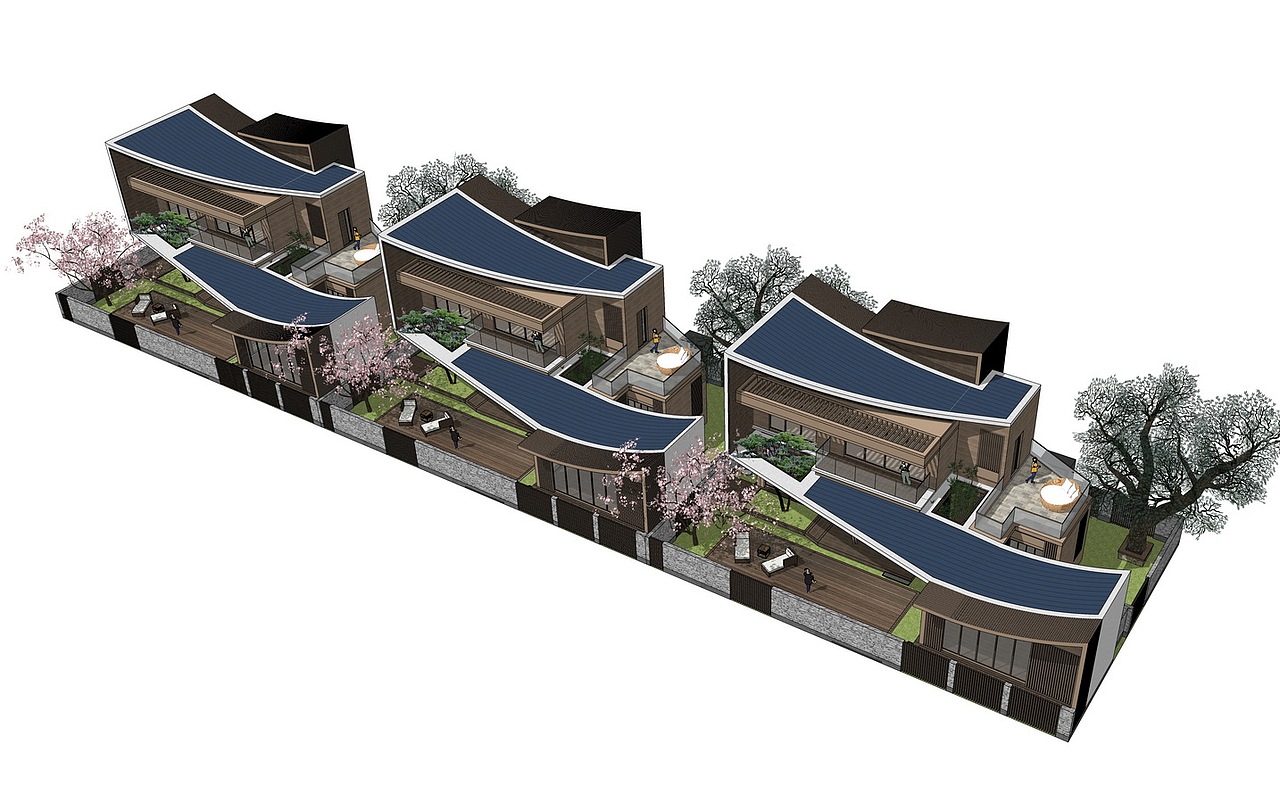 新中式民宿设计SU模型下载（图ZMjY1MzMzMDE2） - 建筑设计 - 站酷设计师素模网原创素材 - 站酷ZCOOL