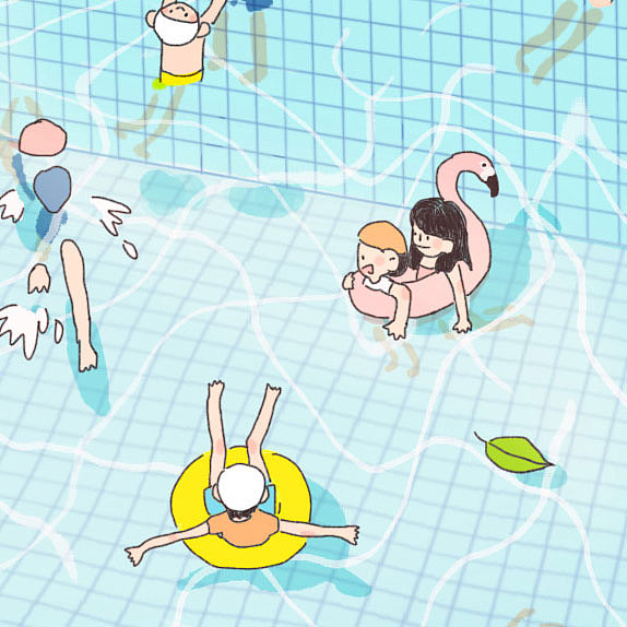 收藏 暑假报名学游泳的小朋友们 正乖乖地听老师指令 有一个因为害怕