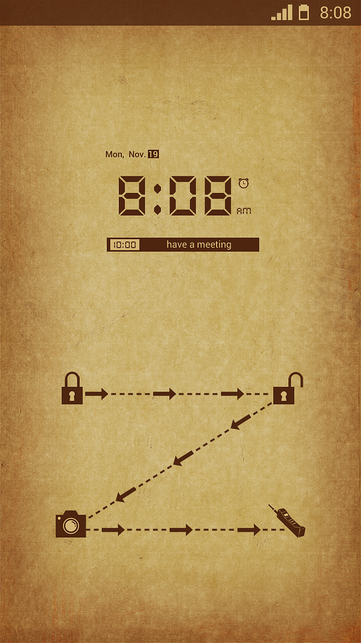 解锁界面 "z"字型的解锁,个人在手机比划了一下觉得左右手都是挺舒服