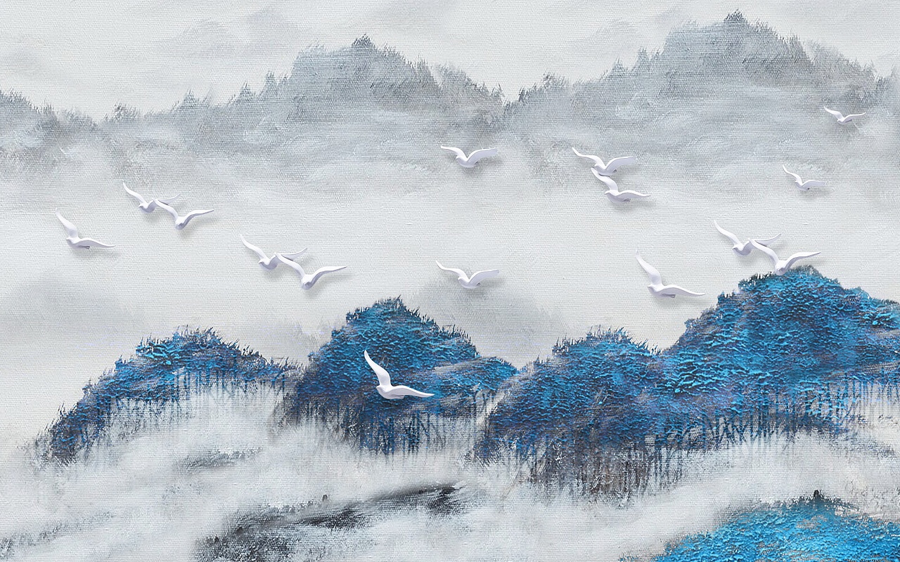 2019山水2（图ZMTY5MDA4MjU2） - 品牌 - 站酷设计师新中式纱画图库原创素材 - 站酷ZCOOL