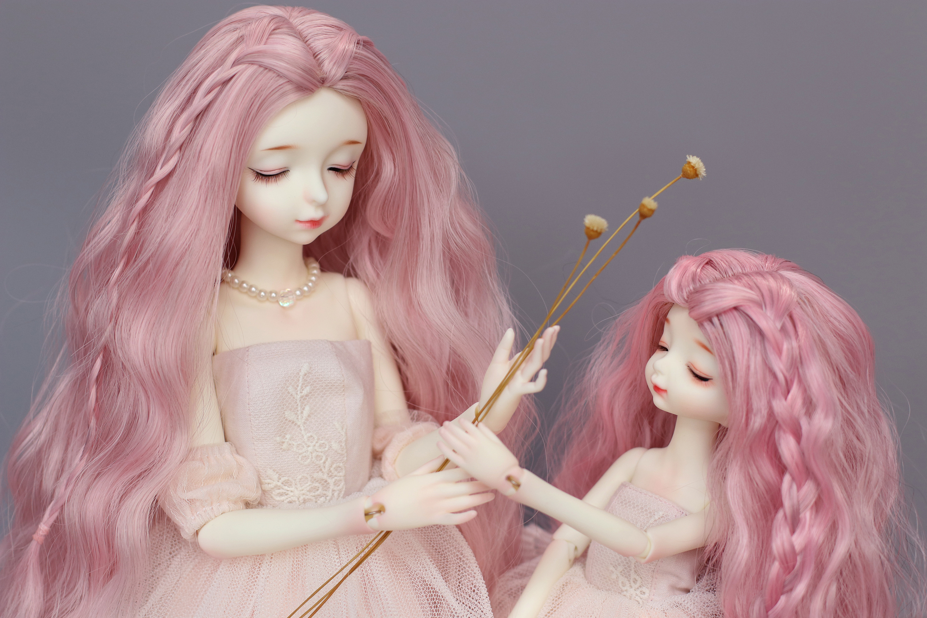 bjd 插画【花花姑娘·倒影】樱花姑娘,浪漫极致_倒影bjd娃娃-站酷