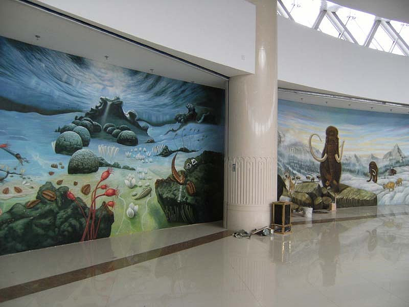南天壁画出品:内蒙博物馆(远古海洋生物壁画),手绘油画,欧式油画,欧式壁画,壁画工程,古典壁画,3D地画,3D壁画(图ZNjg1ODg3Mg==) - 艺术插画 - 站酷设计师艺点画评原创素材 - 站酷ZCOOL