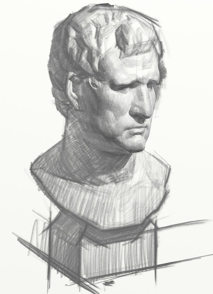 油画侠管老师CG素描 阿格里巴石膏像