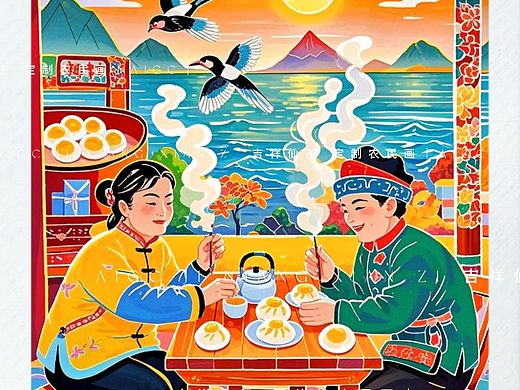 农民画｜《吃早茶》