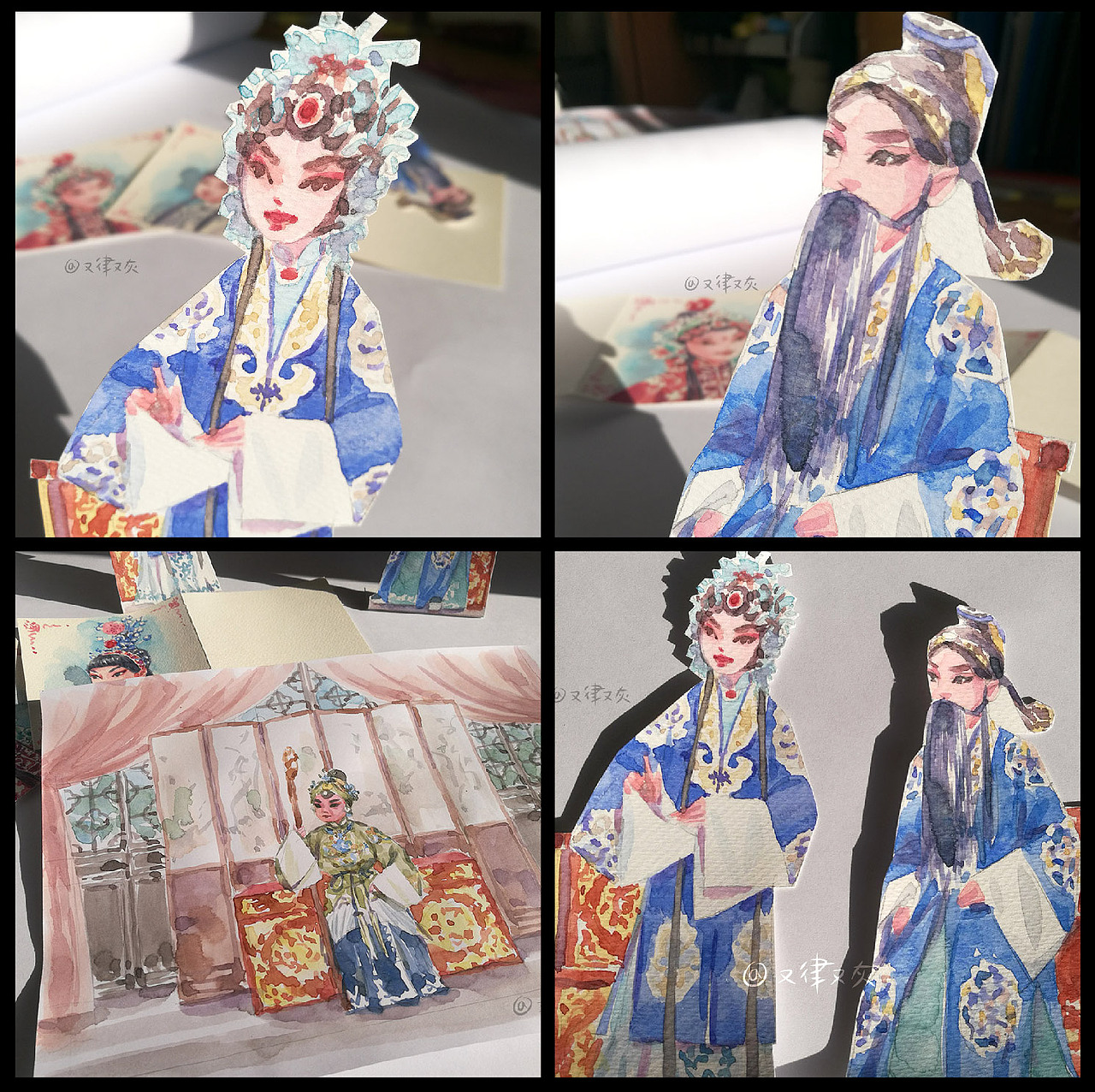 京剧故事立体书，水彩手绘的京戏小剧场（一）。（图ZMjU3Mzc5MzYw） - 绘本 - 站酷设计师又律又灰原创素材 - 站酷ZCOOL