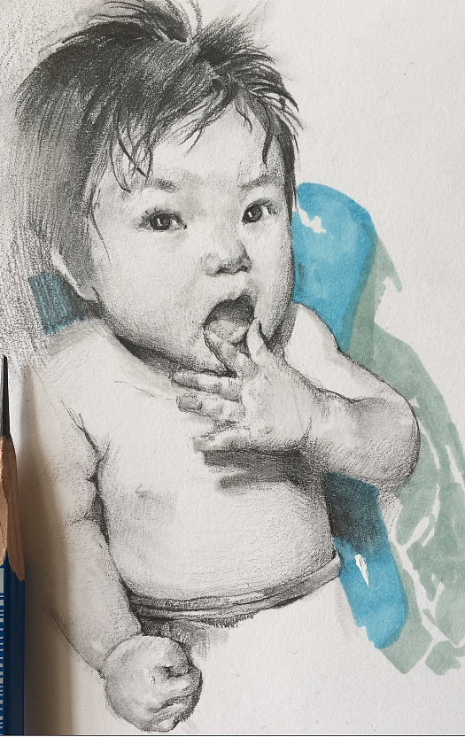 女兒1歲素描（圖ZMjEyNDI2MTYw） - 繪畫(huà) - 站酷設(shè)計(jì)師何軒1988原創(chuàng)素材 - 站酷ZCOOL