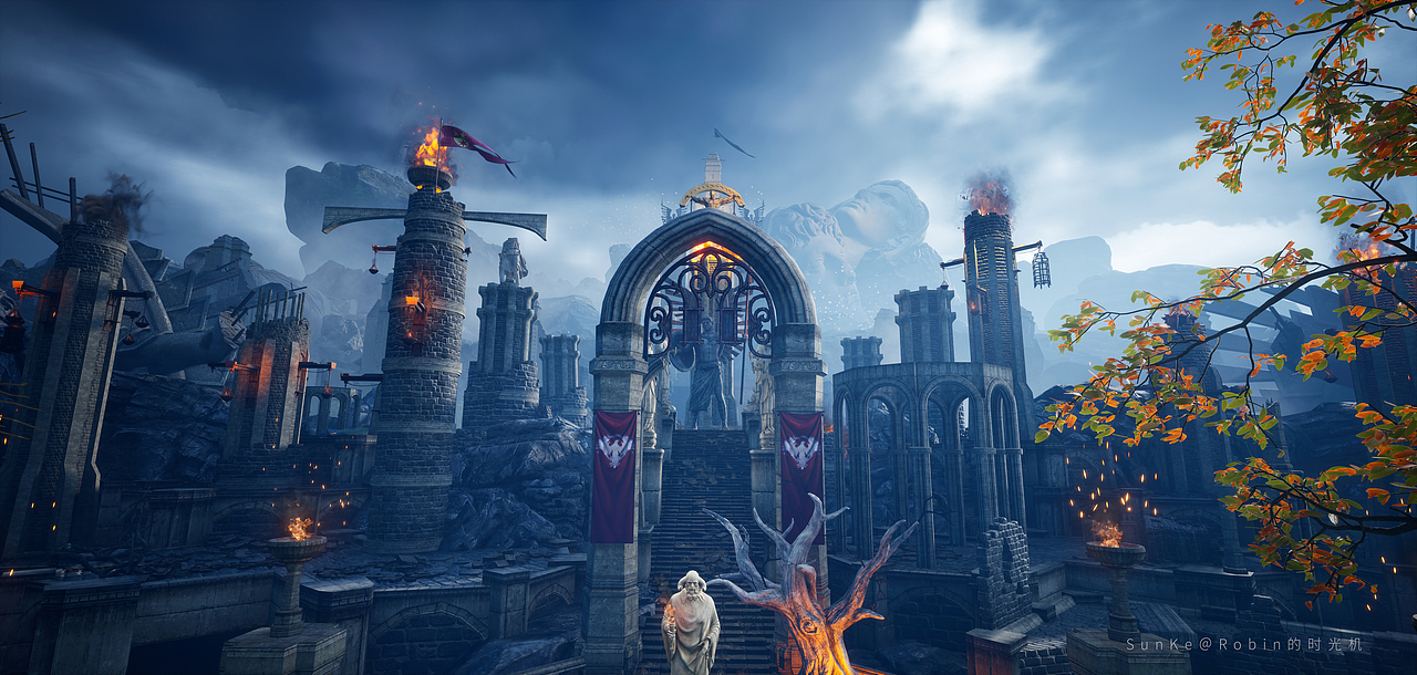 虚幻4游戏场景设计失落的神庙实机游戏试玩demo