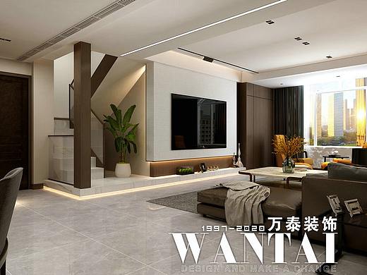 肥城依山和墅顶楼复式装修|220㎡现代小资生活