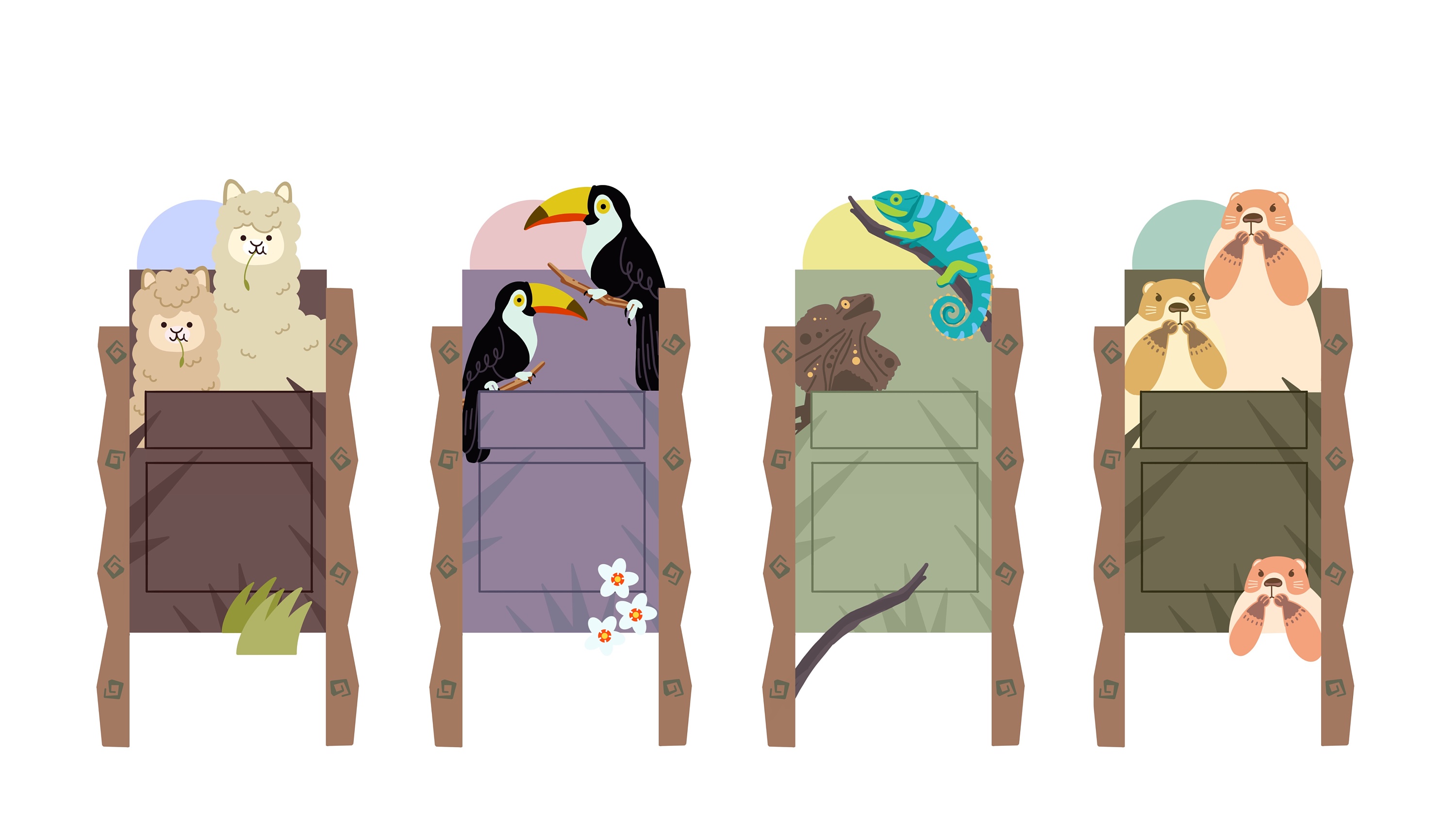 京东达夫动物园羊驼土拨鼠蜥蜴大嘴鸟标示牌橱柜设计