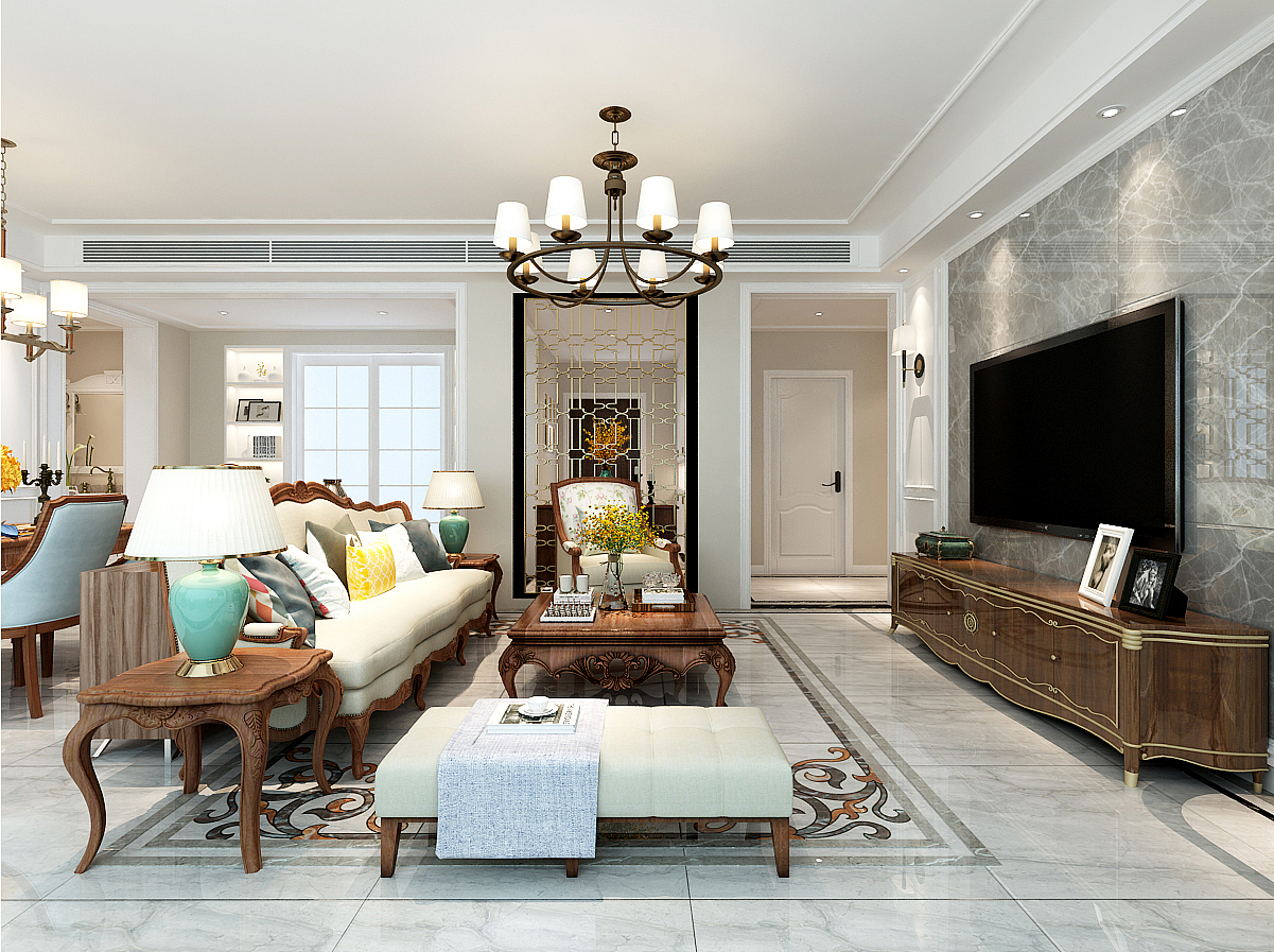 济南万泰装饰海信君和170平美式风格装修设计案例