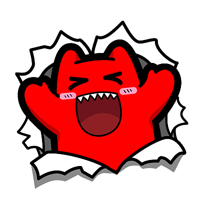 h82【魔鬼猫表情-破纸而出】#半身 高兴 惊喜 抬手 ip 魔性 斗图