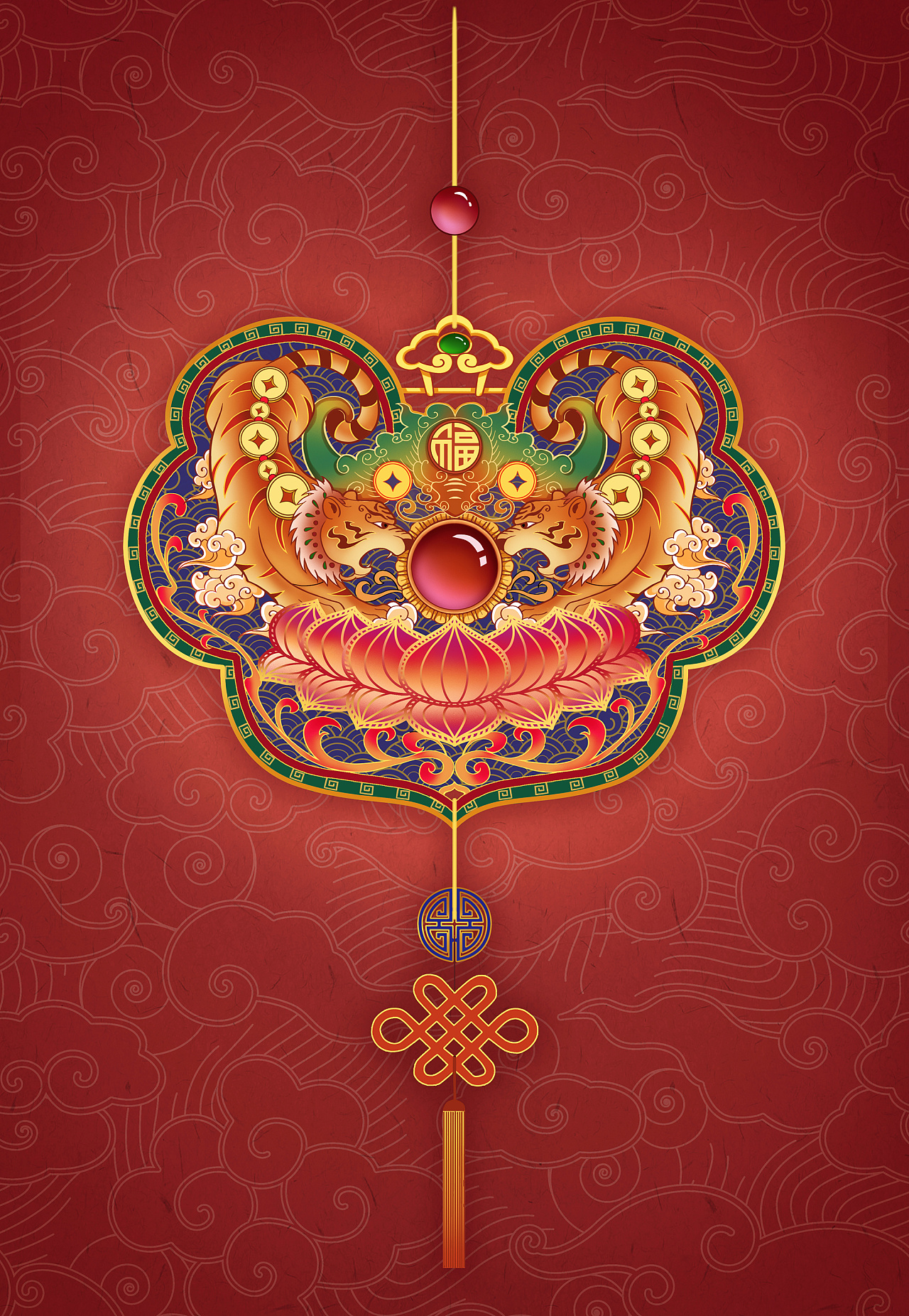 金虎吉祥如意佩