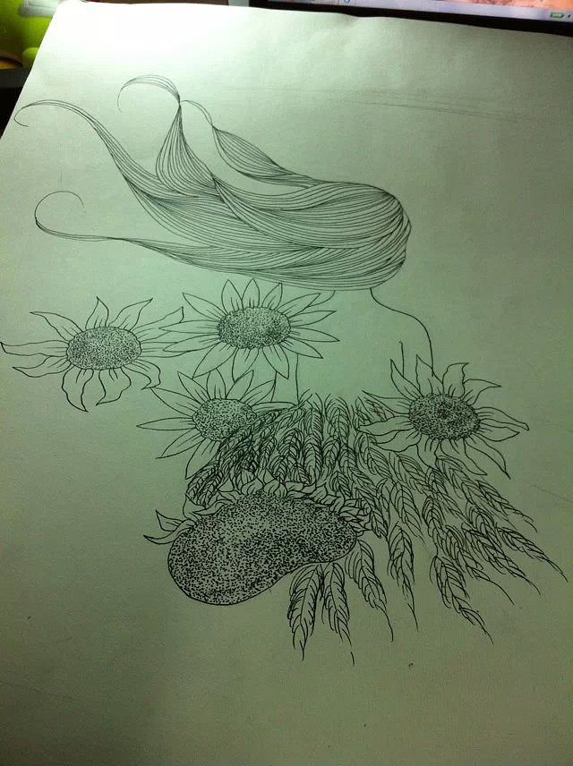 原创手绘,开在心上的向日葵