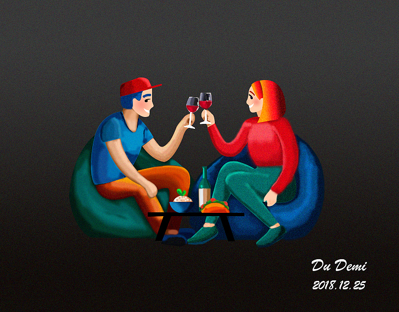 庆祝晚餐（图ZMTQwMTQyMDky） - 新锐潮流插画 - 站酷设计师yao_demi原创素材 - 站酷ZCOOL