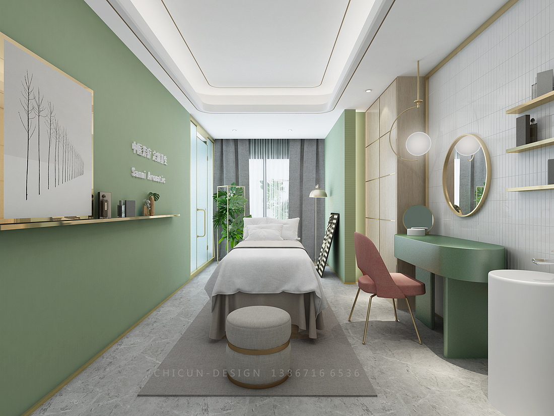【尺寸设计】莫兰迪色调的高级质感美容空间