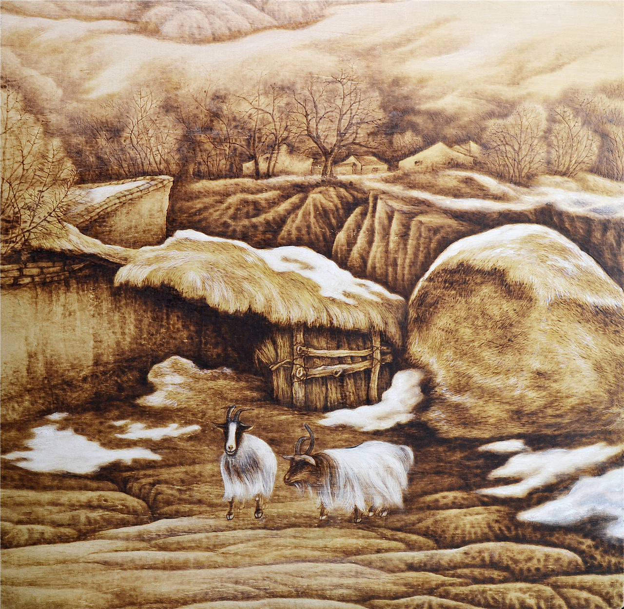 “谢永增孙家沟艺术馆”,画家江杰路作品。