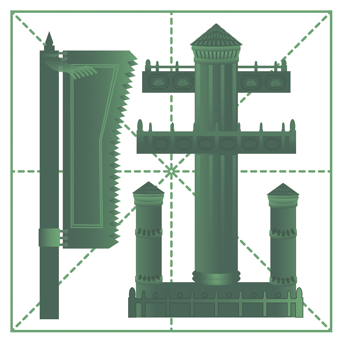 繁体数字 中国风古建筑