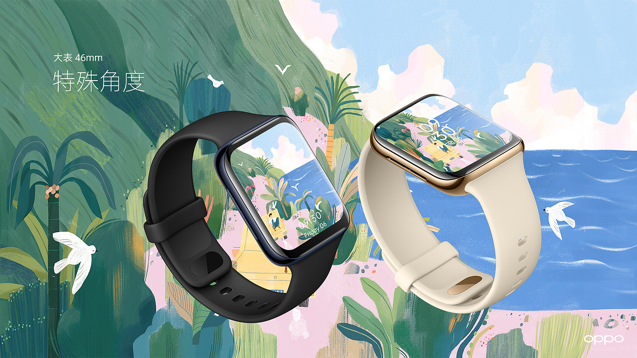 OPPO Watch 万物皆可盘 表盘设计--向往的诗意远方（图ZMjA3NDgzNDA4） - 主题/皮肤 - 站酷设计师刘家彤原创素材 - 站酷ZCOOL