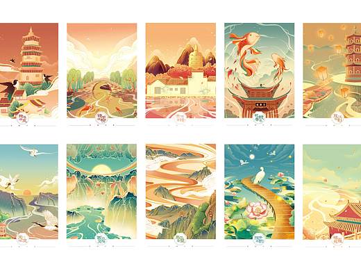 芜湖十景插画设计