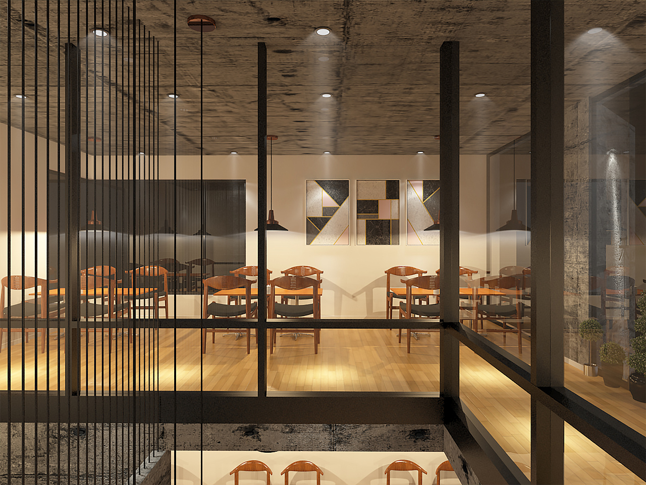 禾工业风格餐厅效果图|空间|家装设计|石前 - 原创作品 - 站酷 (ZCOOL)
