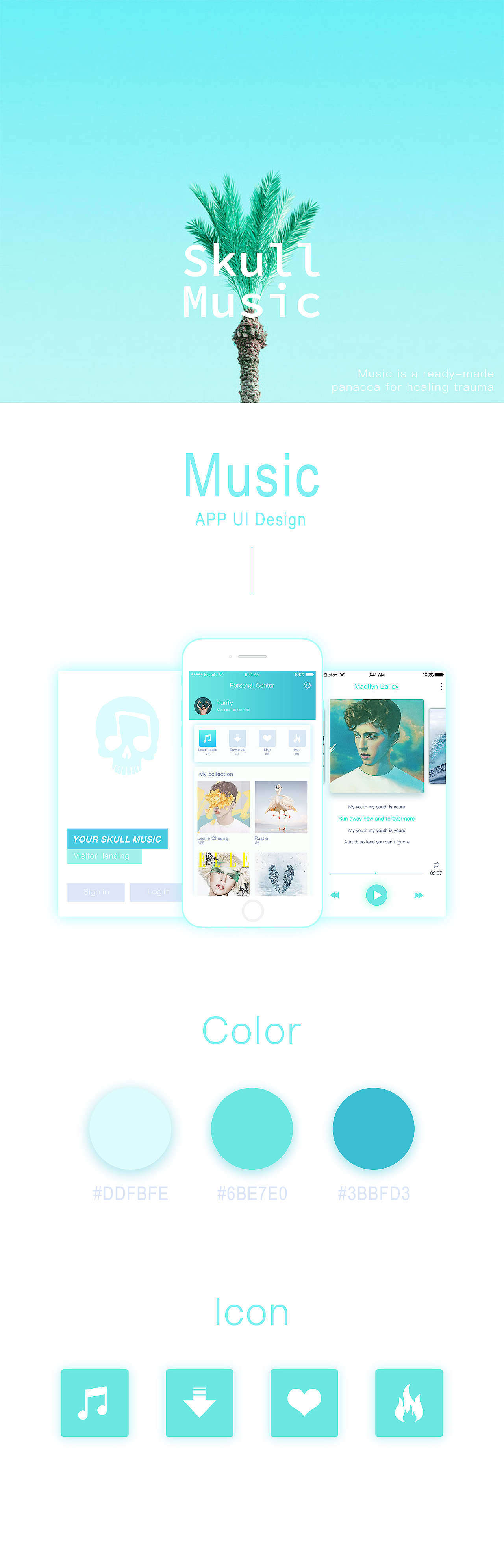 概念app Skull Music（图ZNzEzNjU4ODg=） - APP界面 - 站酷设计师维他柠檬草原创素材 - 站酷ZCOOL