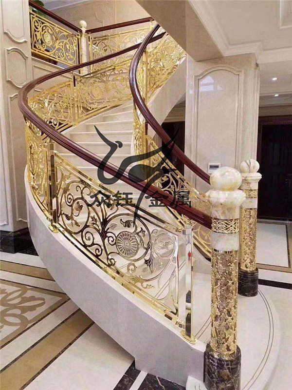 火遍神州大地的经典奢华纯铜雕刻楼梯护栏