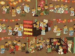 金虎送福元宵夜 · 2022年国风虎年插画