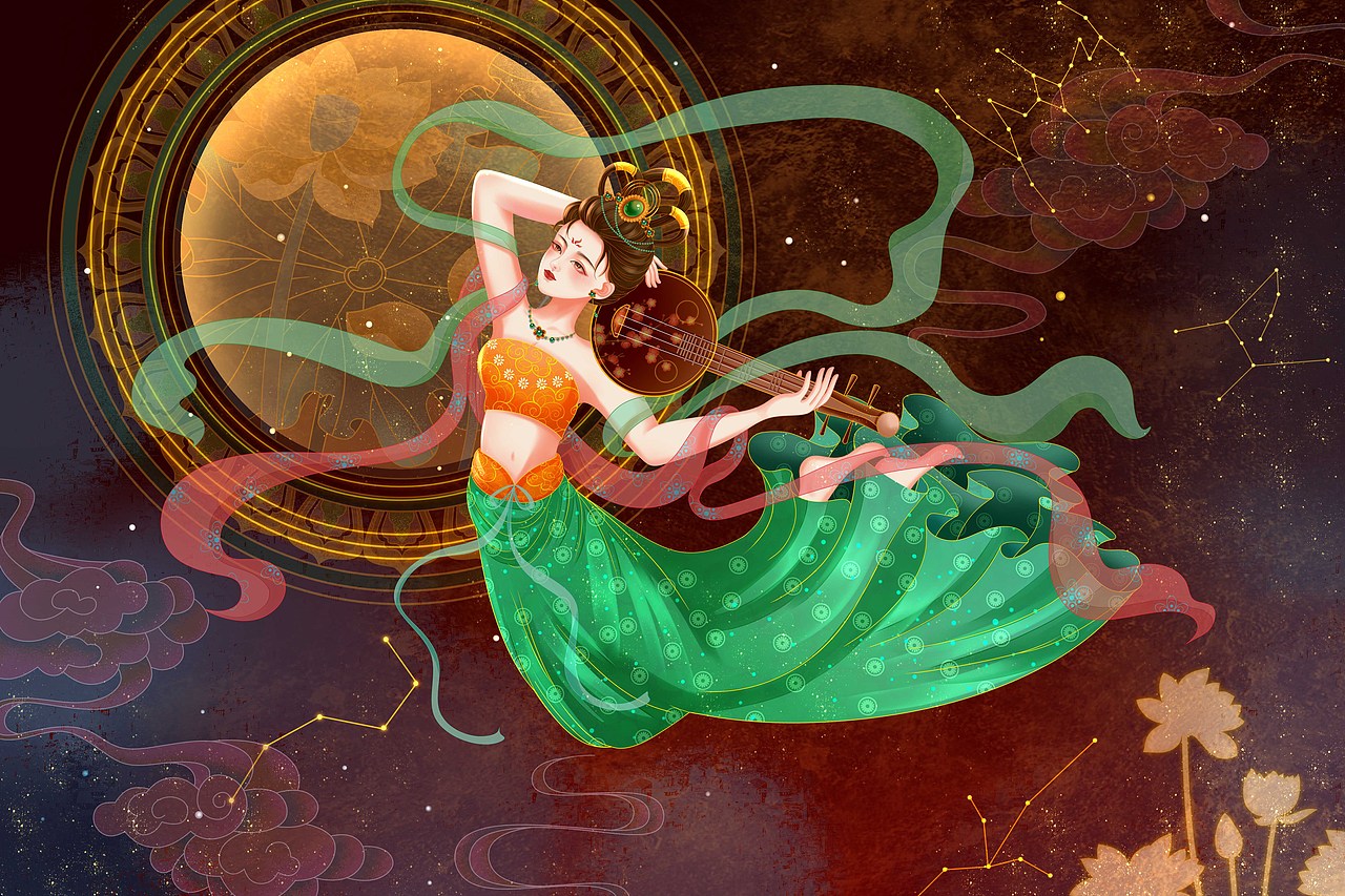 夏天畫的敦煌系列作品（圖ZMzEzOTEyNTIw） - 商業(yè)插畫 - 站酷設(shè)計師紫陌琉璃原創(chuàng)素材 - 站酷ZCOOL