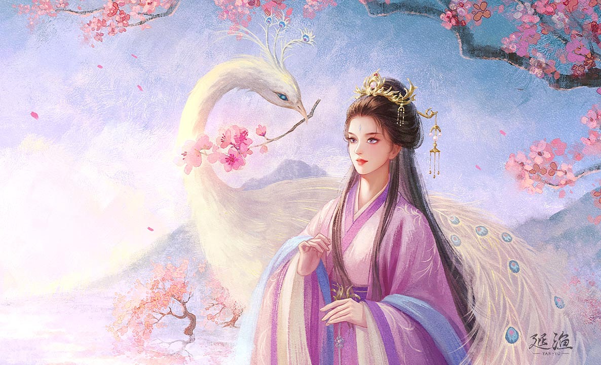 古风白孔雀插画（图ZMzc3NDIzNzMy） - 创作习作 - 站酷设计师延渔原创素材 - 站酷ZCOOL