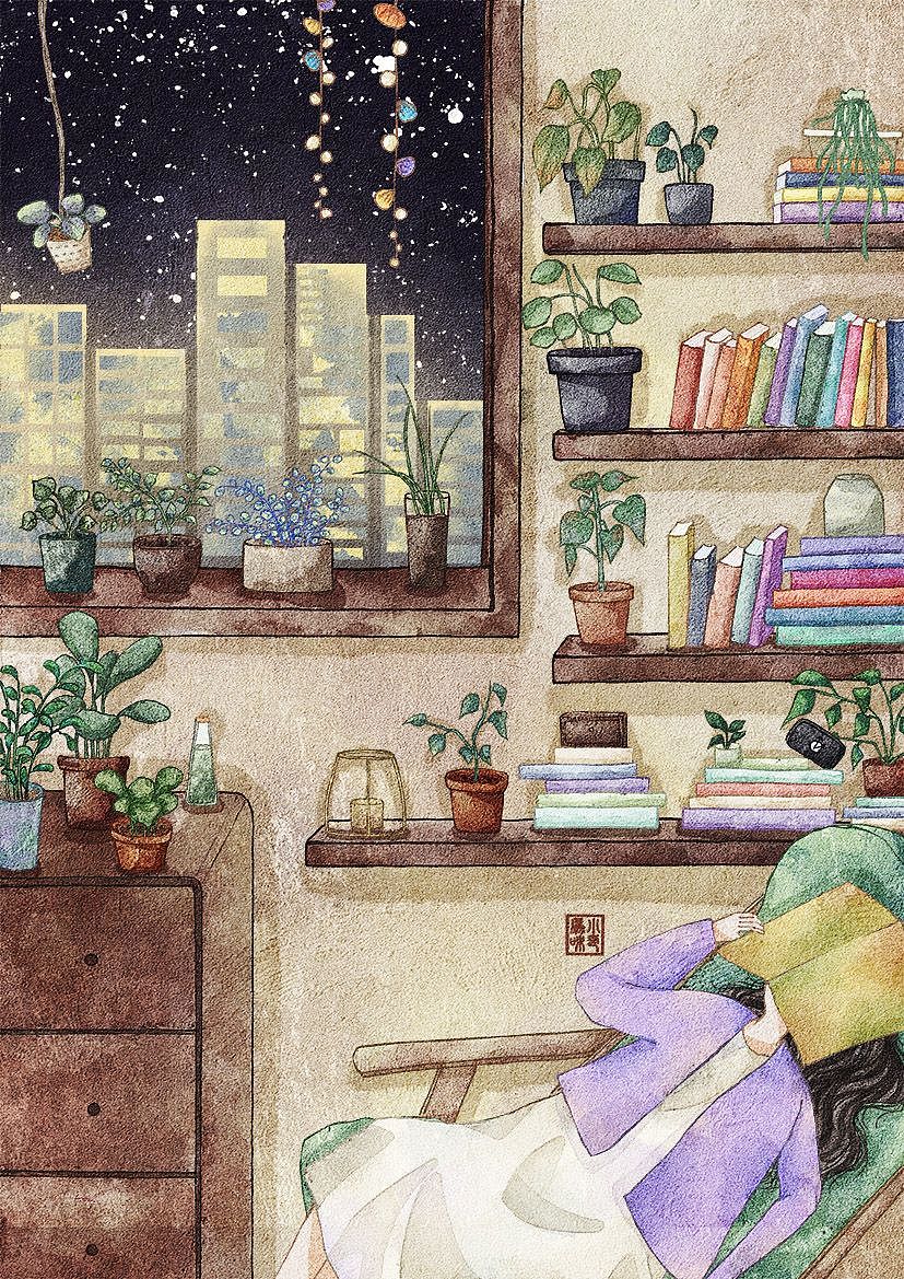 水彩插画——累了,就歇会吧
