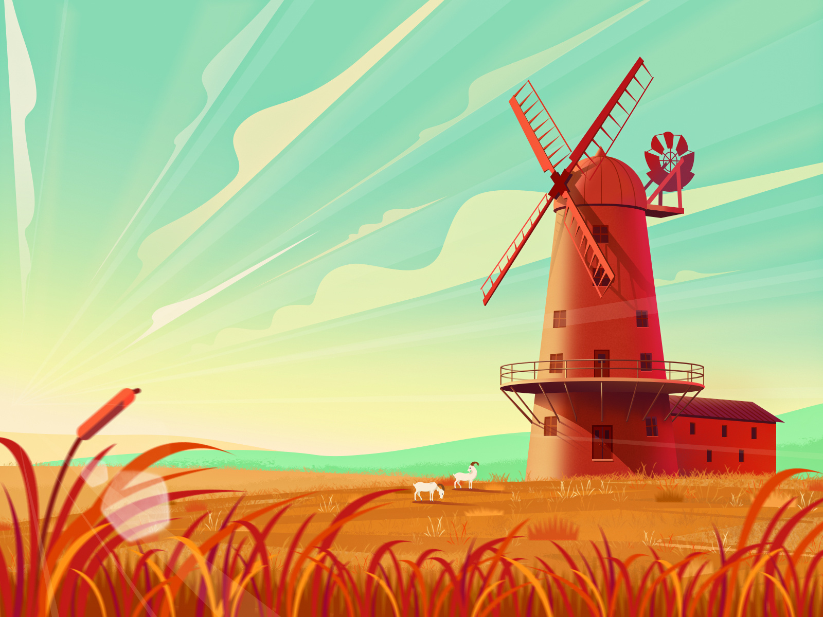 荷兰风车简笔画怎么画 荷兰风车简笔画画法 - 水彩迷