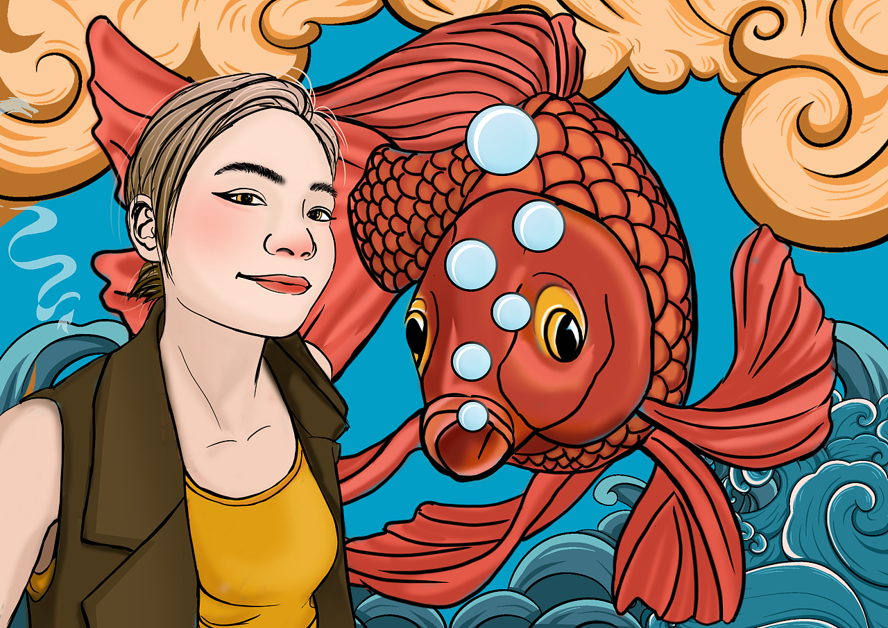 人物插画练习-锦鲤来袭