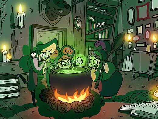 三個(gè)小女巫（個(gè)人主頁-ZNTczODU2MzI=） - 兒童插畫 - 站酷設(shè)計(jì)師姜?jiǎng)P拉原創(chuàng)素材 - 站酷ZCOOL