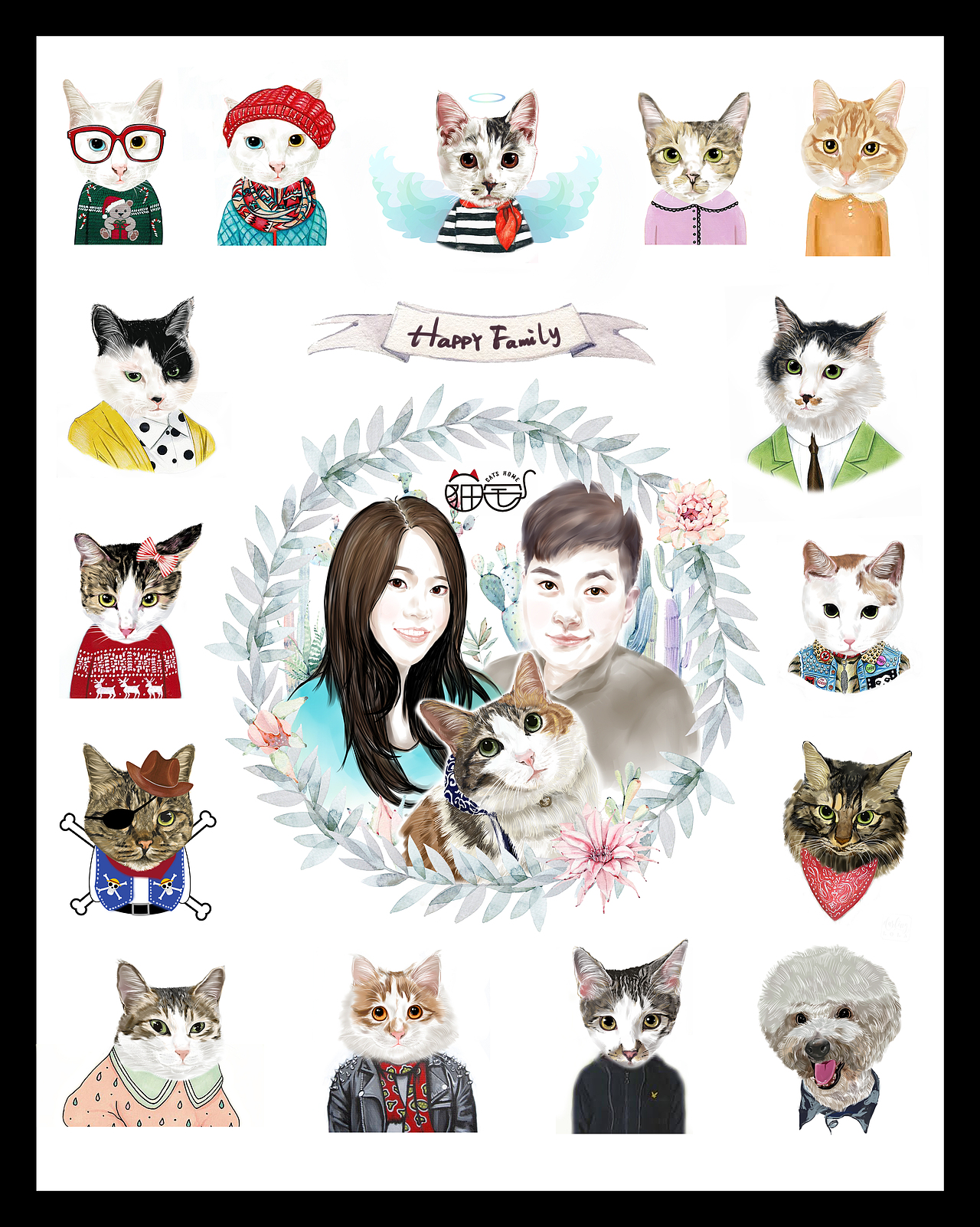猫舍全家福定制（图ZOTg3ODEwNzY=） - 概念设定 - 站酷设计师陈马儿816原创素材 - 站酷ZCOOL