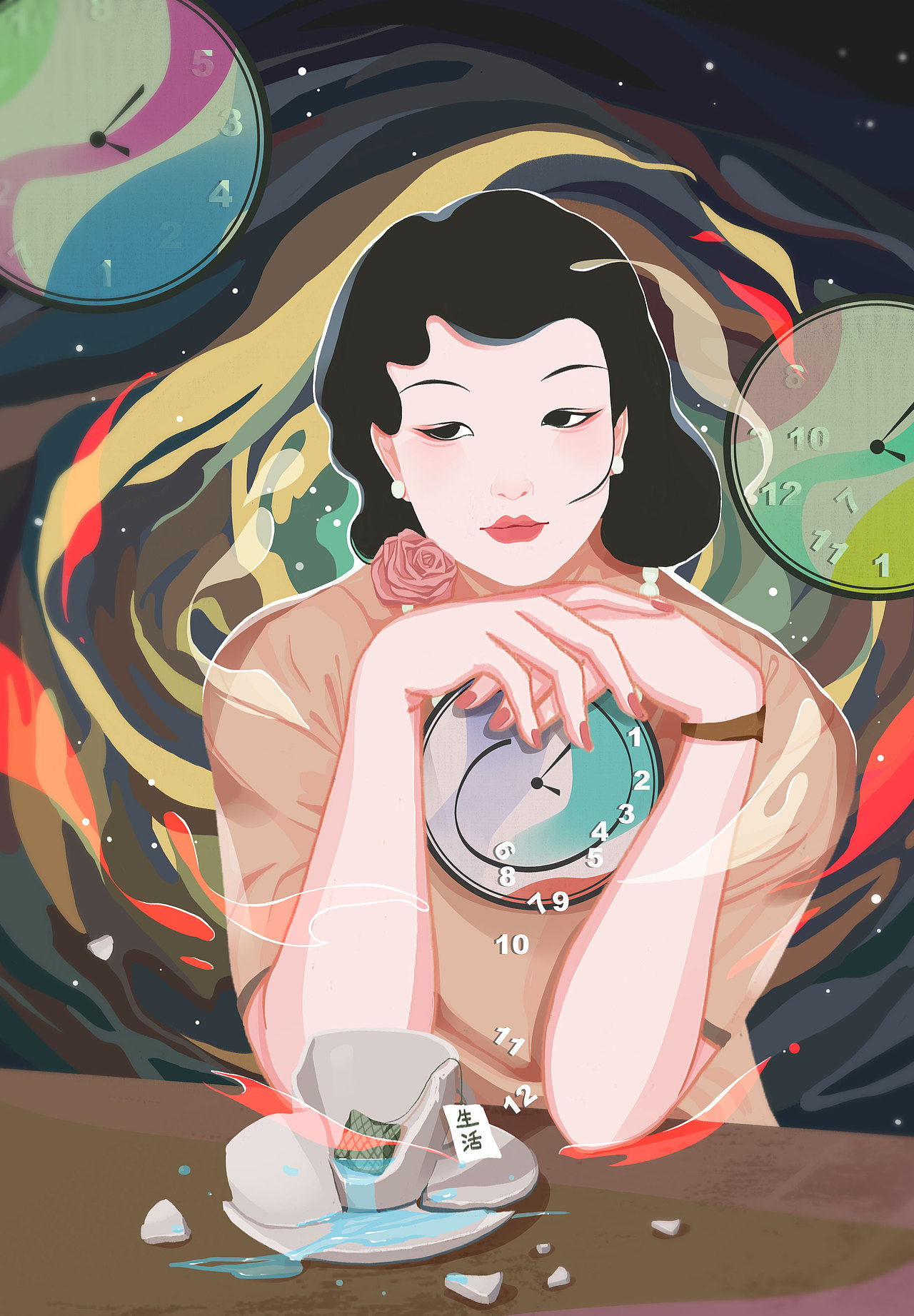 霁月-月份牌（图ZMjI0ODE0OTA0） - 商业插画 - 站酷设计师Yolly7原创素材 - 站酷ZCOOL